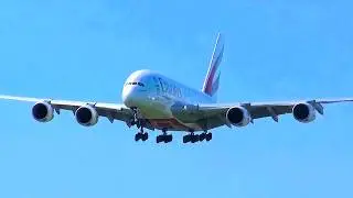 Emirates Airbus A380 touchdown in Munich on a hot day in summer (UHD 4K, 60fps) #planespotting #a380