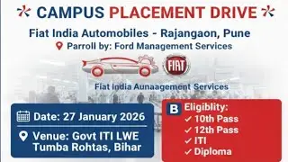 Faith India Limited Campus 27 January 2026 Bihar State| 10th 12th iti Diploma Pass Bharti 