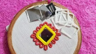 Amazing bullion knot mirror work hand embroidery stitch new design 2019