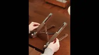 Wooden portable Laptop Stand - Foldable Laptop Riser, Adjustable Height Wood Laptop Holder .10-15.6