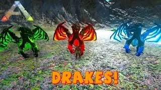 Badass Drakes | ARK Mod | Ice, Poison, Fire Drake VS Dragon | ARK Survival Evolved