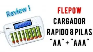 FlePow Cargador R&aacute;pido de 8 Pilas Recargables AA/AAA  | UnBoxing  Review Espa&ntilde;ol