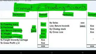 format of trading account in English and Hindi