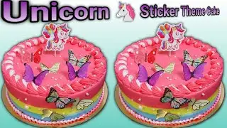 Unicorn 🦄 Sticker Theme Multi Colour Combination Cake Design 🎂 Multi Colour Cake 🎂 Unicorn 🦄Cake 🎂