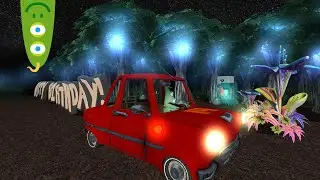 Alien cruising through a forest