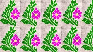 Beautiful cross stitch flower vorat ason design, sitting mat, door mat, design rugs