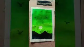 Easy Green Sunset Painting 🌙 | Simple Landscape Art for Beginners | Art with Aaifa