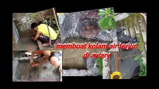 Aviary kolam ikan  _kandang aviary (part 4) membuat kolam air terjun