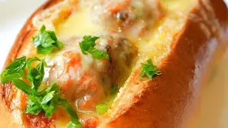 Cheesy Meatball Sub - Make the bread rolls at home!