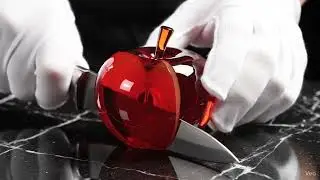 Glass Red Apple cutting Video