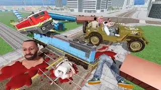 New Train Derailment Gore: Black Head on Dead Body! Jeep Full People | Indian Bikes Driving 3D