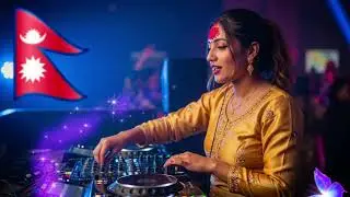  🇳🇵 young woman DJ wearing traditional Nepali attire (gold blouse, red tika) 💃🥁♨️