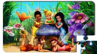 Puzzle Video For Kids Tinker Bell. Puzzle cartoon with colored cars.