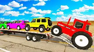 Flatbed Truck Mcqueen | Transportation with Truck - Pothole vs Car #030  - BeamNG.Drive