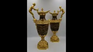 Pair of 19th century agate and ormolu ewers
