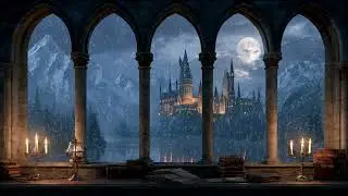 4K Winter Castle Window View | Relaxing Snow & Peaceful Medieval Music for Study, Sleep, Meditation