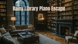 Rainy City Library Ambience with Piano: Perfect for Anxiety Relief and Relaxation