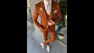 GentWith Laughlin Rust Slim Fit Peak Lapel Suit