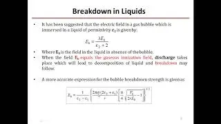 Breakdown Theories of Liquid Dielectric (HVT)