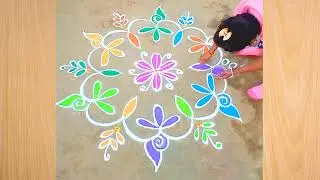rangoli indian art kolam | rangoli kolam flower design | 16 rangoli #rangoli #new #trending #viral