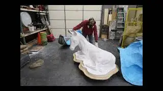 Big Nativity life size donkey statue demolding.