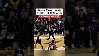 Jaylon Tyson points the OTHER WAY after LeBron&rsquo;s foul 😂 #nba #basketball #lebronjames
