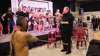 Kim Dotcom welcoming ceremony to internet mana party rally gisborne nz 2014
