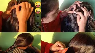 Nit picking & lice picking in traditional look with original sound! combing & long braid
