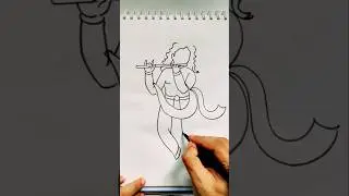 Quick simple and easy drawing of the lord krishna playing flute using word OM/ Janmashtami special