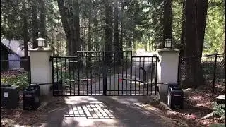 Automated Gate with White Pillars  AD Construction Entry Project