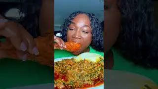 EGUSI FUFU MUKBANG | FRIED CHICKEN MUKBANG #mukbang #shortsviral #egusisoup