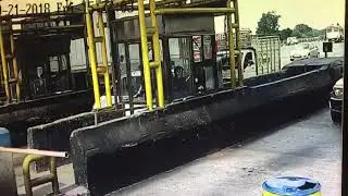 CCTV Accident, Beer Truck Hits Toll Booth
