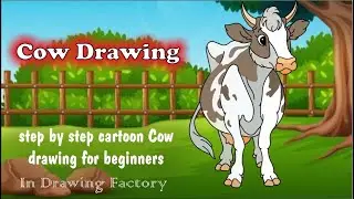 How to Draw Cow drawing step by step, fruits and vegetables drawing for kids children lesson school
