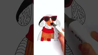 Oddly Satisfying Dog Coloring with Markers | Relaxing ASMR Art
