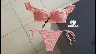 Biquíni de praia em crochê (parte de cima) - Parte 2