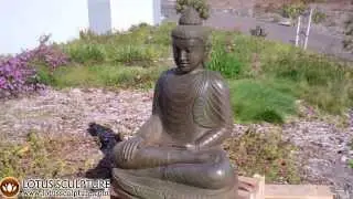 Green Stone Garden Buddha Statue Earth Touching Mudra