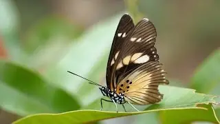 BEAUTIFUL FOREST BUTTERFLY RIDING WINTER LEAF