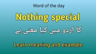 Nothing special meaning in Urdu | nothing special ka Urdu mein Kia matlab hota ha