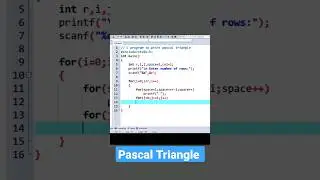 C Program to print Pascal Triangle #coding#shorts