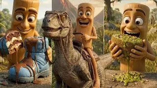 Prehistoric Mukbang with Tung Tung Tung Sahur: ASMR Cutting & Eating