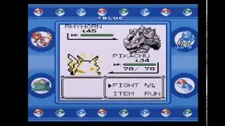 Pokemon Blue - Giovanni Gym Battle & Rival battle - Super Game Boy capture