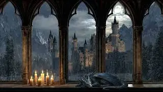 4K Castle Dragon Window Atmospheric Background ❄️ Relaxing Music for Study & Sleep