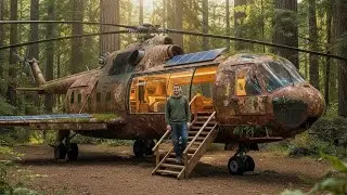 I Turned Abandoned Black Halk Helicopter into a Modern House Shelter in Forest- ASMR Transformeratio