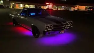 1970 Chevy El Camino Restomod with NightGlowe LED underbody kit install and demo