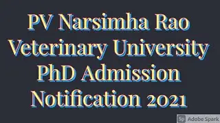 PV Narsimha Rao Veterinary University PhD Admission Notification 2021