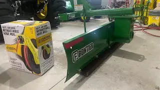 New Frontier RB2072 rear blade and a Harbor Freight retractable hose reel, also Dak the barn cat 🐈