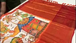 #Banarasi #kalamkari print #saree des no:5CAS,whatsapp 99001983654.#Resellers #Ugadi saree #holi