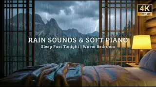 Cozy Bedroom Rain Sounds (Steady & Soft) | Gentle Piano Sleep Music for Deep Sleep