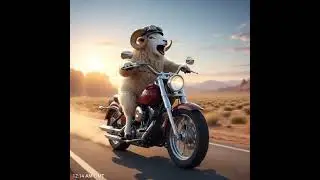 Le Mouton rigolo trop marrant  sur sa moto 😀#iaart humour MDSARR cr&eacute;ateur de contenu visuel