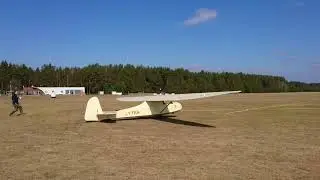 Grunau Baby glider bungee launch in Pociunai, Lithuania